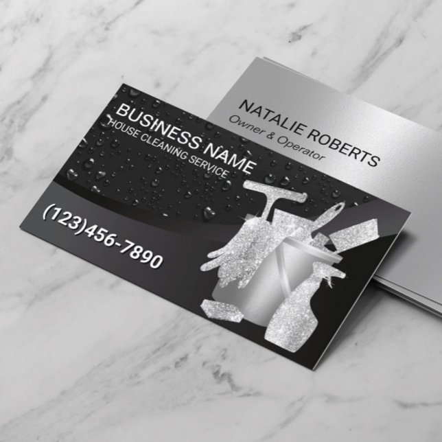 Carte De Visite Nettoyage de maison professionnel gouttes d'eau no (Créateur téléchargé)