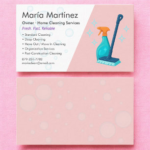 Carte De Visite Nettoyage de maison professionnel rose