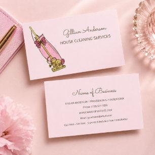 Carte De Visite Nettoyage de maison rose aspirateur