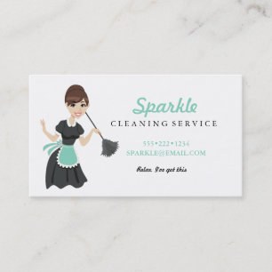 Carte De Visite Nettoyage de personnage de service domestique