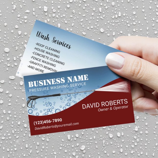 Carte De Visite Nettoyage de pression moderne Red Power Wash (Créateur téléchargé)