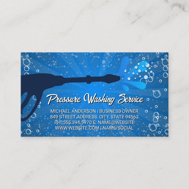 Carte De Visite Nettoyage de pression | Savon | Spray d'eau (Devant)
