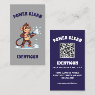 Carte De Visite Nettoyage de singe avec QR code