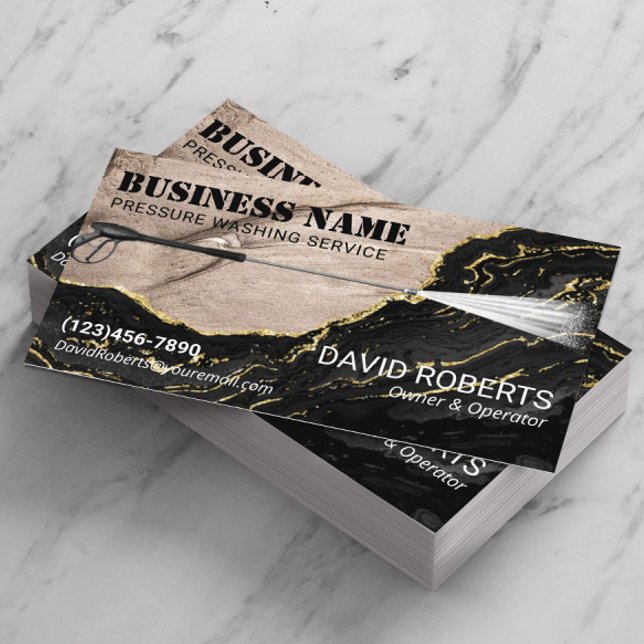 Carte De Visite Nettoyage du marbre d'agate d'or à pression (Créateur téléchargé)