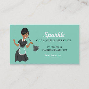 Carte De Visite Nettoyage du personnage de service domestique Busi