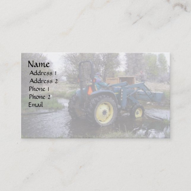 Carte De Visite Nettoyage du ruisseau Tractor (Devant)