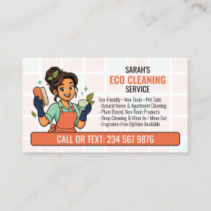 Carte De Visite Nettoyage Écologique QR Dessin Animé Naturelle Bon