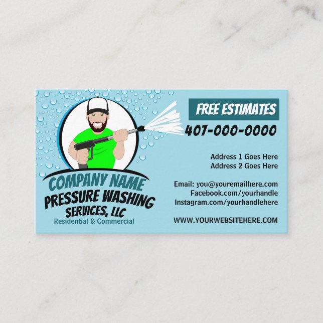 Carte De Visite Nettoyage et lavage sous pression personnalisables (Devant)
