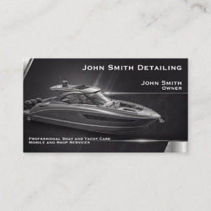 Carte De Visite Nettoyage et réparation de yacht en bateau noir
