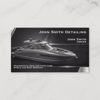 Carte De Visite Nettoyage et réparation de yacht en bateau noir