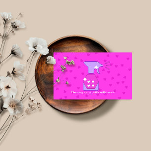Carte De Visite Nettoyage lavage flacon pulvérisation Cœur Rose