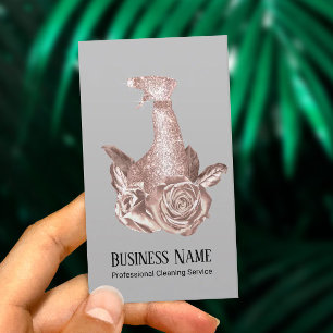 Carte De Visite Nettoyage moderne Rose nettoyant et fleurs en aéro