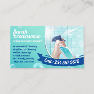 Carte De Visite Nettoyage Salle de Bain Navy Vert