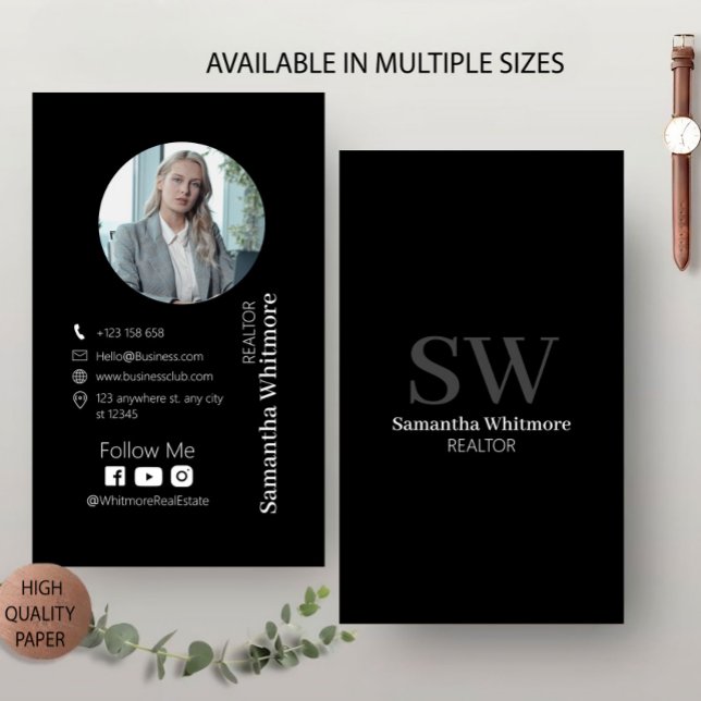 Carte De Visite Nettoyer Black Realtor Professional Immobilier (Créateur téléchargé)