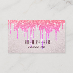 Carte De Visite Nettoyer Confetti Rose gouttes d'or minimaliste mo