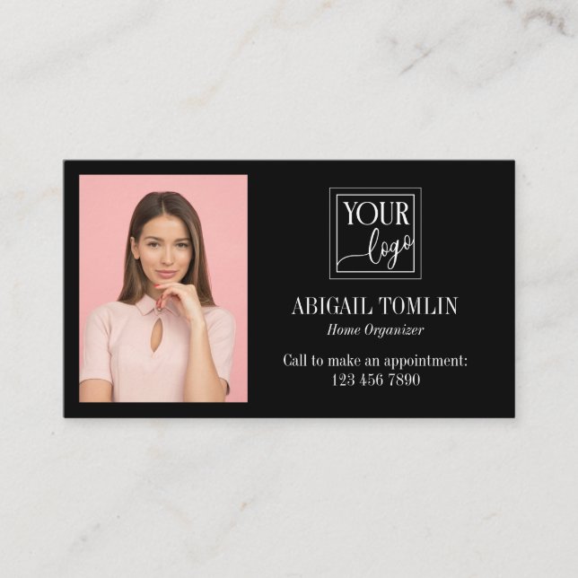 Carte De Visite Nettoyer le logo noir et la photo personnelle (Devant)