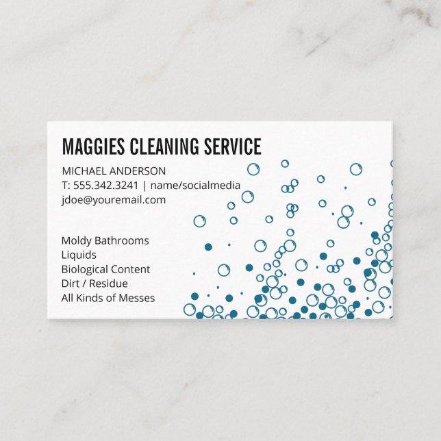 Carte De Visite Nettoyer | Services de nettoyage de maison | Bulle (Devant)