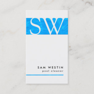Carte De Visite Nettoyeur de piscine Gras Monogramme Blue Water Bu