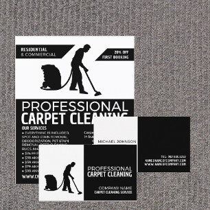 Carte De Visite Nettoyeur de tapis Silhouette, Service de nettoyag