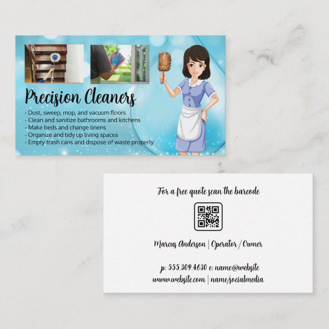 Carte De Visite Nettoyeurs de maison - Travail des tâches | Illust (Devant / Derrière)