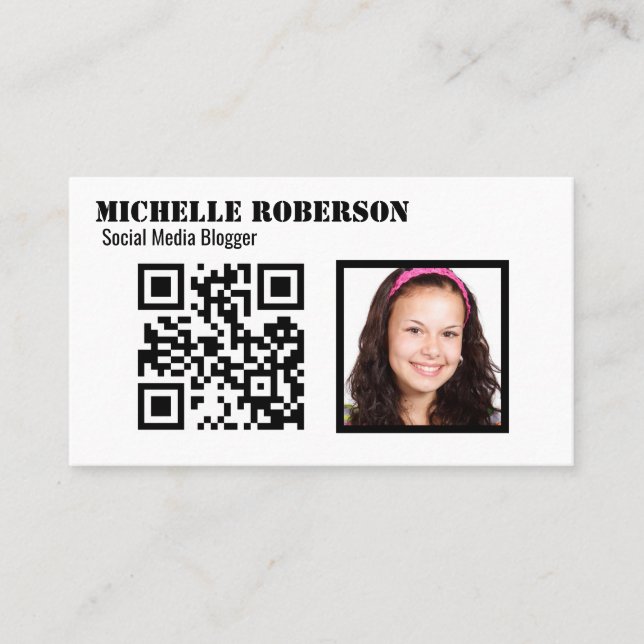 Carte De Visite Nettoyez la photo blanche et la codez (Devant)