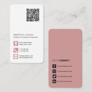 Carte De Visite Networking QR code médias sociaux simples rose po
