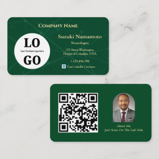 Carte de visite Neurologie Logo personnalisé Vert 