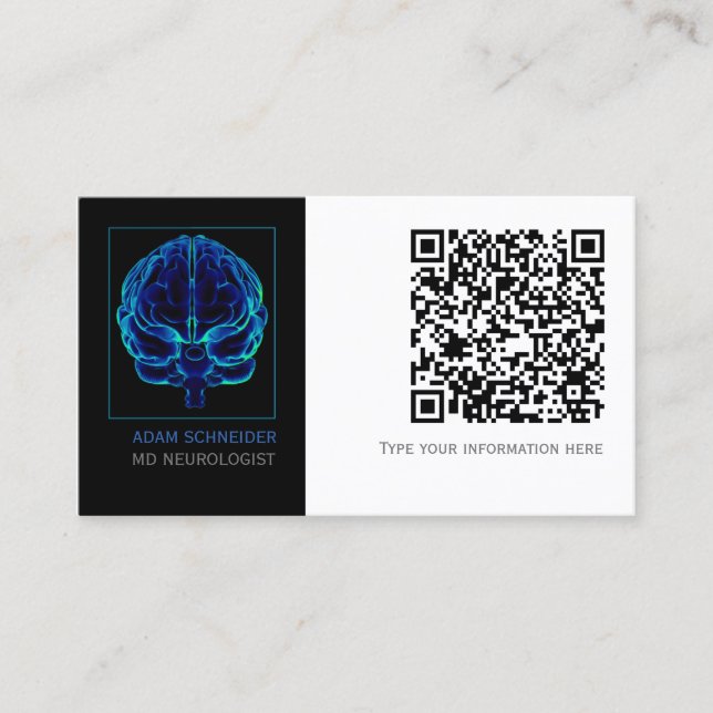 Carte De Visite Neurologue Blue Brains Médicale QR CODE Business C (Devant)