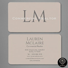 Carte De Visite Neutral Classic Taupe Monogram Business Card