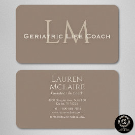 Carte De Visite Neutral Dark Taupe Monogram Business Card