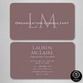 Carte De Visite Neutral Mauve Taupe Monogram Business Card