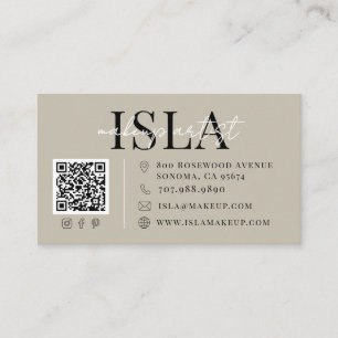 Carte de visite neutre de maquilleur avec QR Code