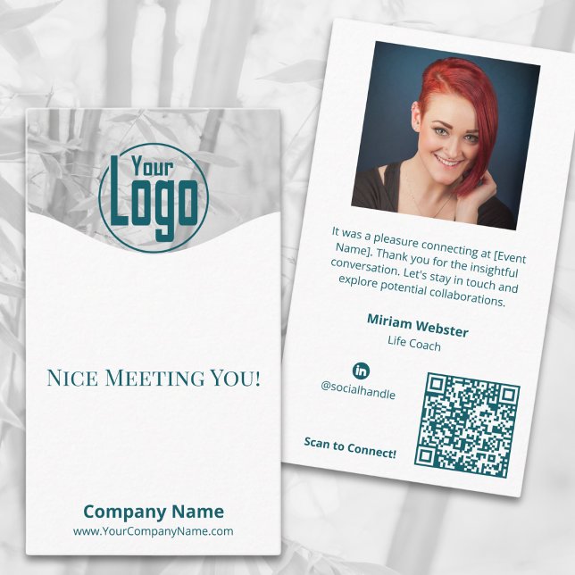 Carte De Visite Nice Meeting You - Life Coach Company Turquoise (Nice Meeting You - Life Coach Company Teal Business Card, Professional Networking)