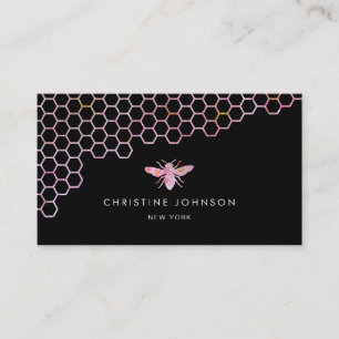 Carte De Visite nid d'abeille et nid d'abeille sur noir