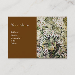 CARTE DE VISITE NID D'OISEAU, MONOGRAMME BROWN DES FLEURS DE PRINT
