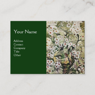 Carte De Visite NID D'OISEAU, monogramme, vert marron blanc