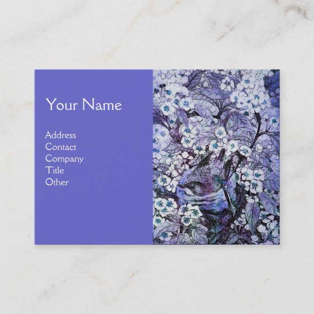 Carte De Visite NID OISEAU, monogramme, bleu blanc (Devant)