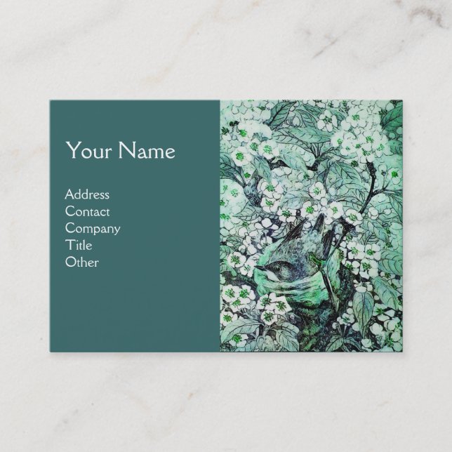 Carte De Visite NID OISEAU, monogramme, vert blanc noir (Devant)