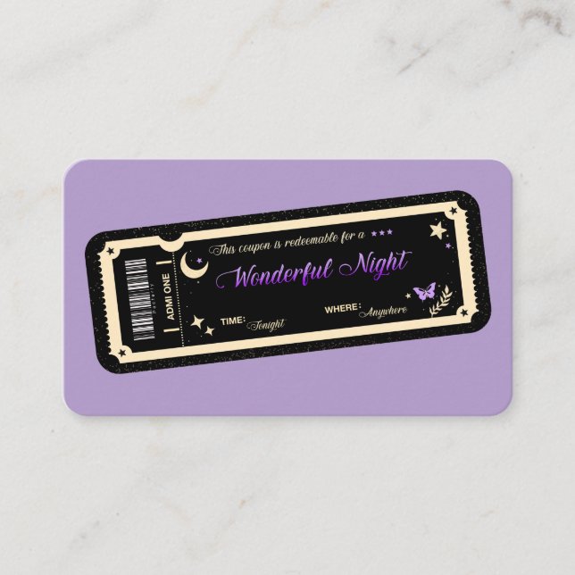 Carte De Visite  Night coupon (Devant)