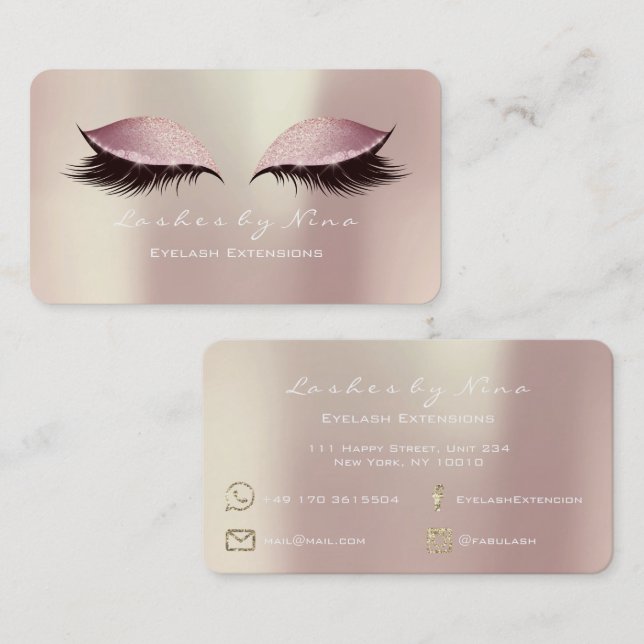 Carte De Visite Nina Maquillage Eyebrow Lashes Parties scintillant (Devant / Derrière)