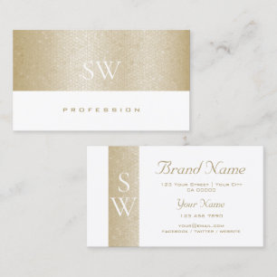 Carte De Visite Noble Motif Shimmer Pearl or avec Monogramme