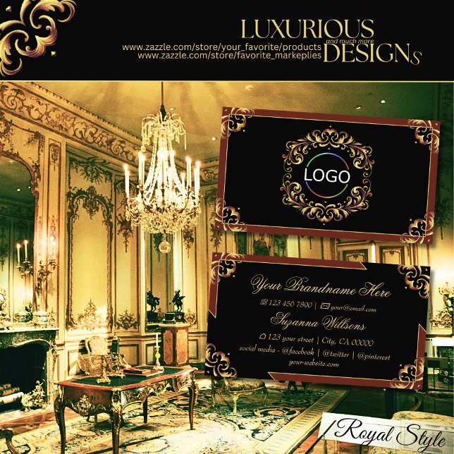 Carte De Visite Noble Noir Brown Or avec Logo Impressionnant (Créateur téléchargé)