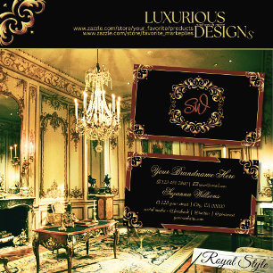 Carte De Visite Noble Noir Brown Or avec Monogramme Impressionnant