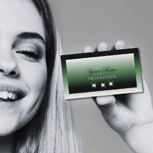 Carte De Visite Noble noir vert Ombre Sparkle Diamonds Élégant