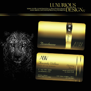 Carte De Visite Noble or décoratif brillant Diamants Monogramme