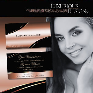 Carte De Visite Noble Rose noir or courbe lignes de décoration cha