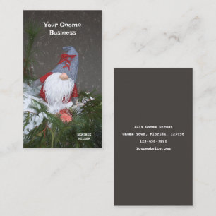 Carte De Visite Noël Fêtes Rouge Gris Rustique Gnome