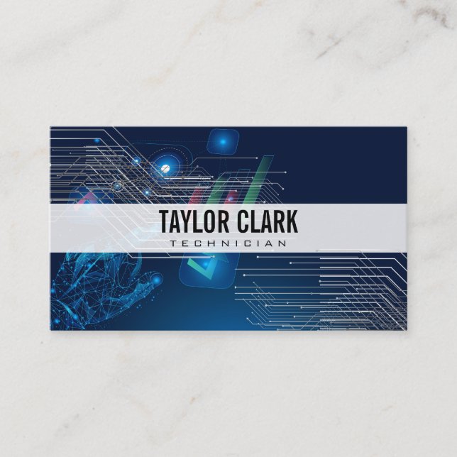 Carte De Visite Noeuds technologiques et Arrière - plan graphique (Devant)