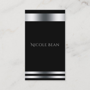 Carte De Visite Noir Argent Élégant Chic moderne Glam Professionne