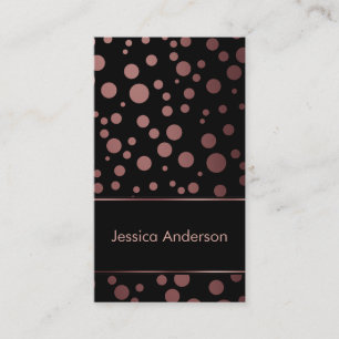 Carte De Visite Noir avec le motif rose de bulles de confettis